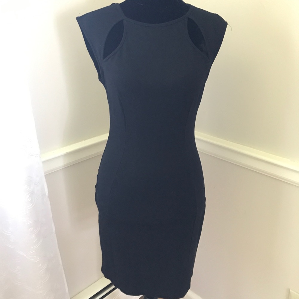 Black mini cocktail cutout dress
